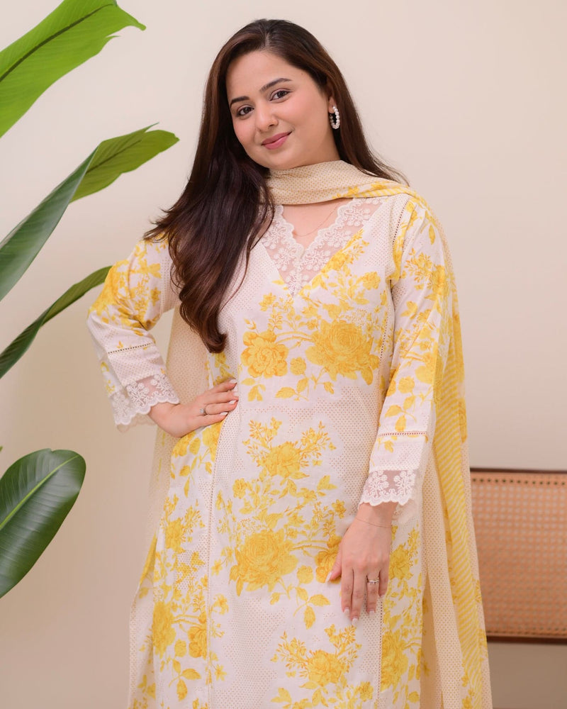 Premium Pure Cotton Fabric Straight Kurta Style Set