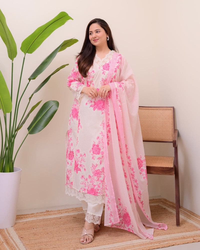 Premium Pure Cotton Fabric Straight Kurta Style Set
