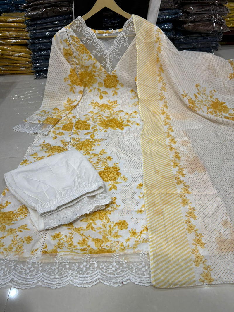 Premium Pure Cotton Fabric Straight Kurta Style Set