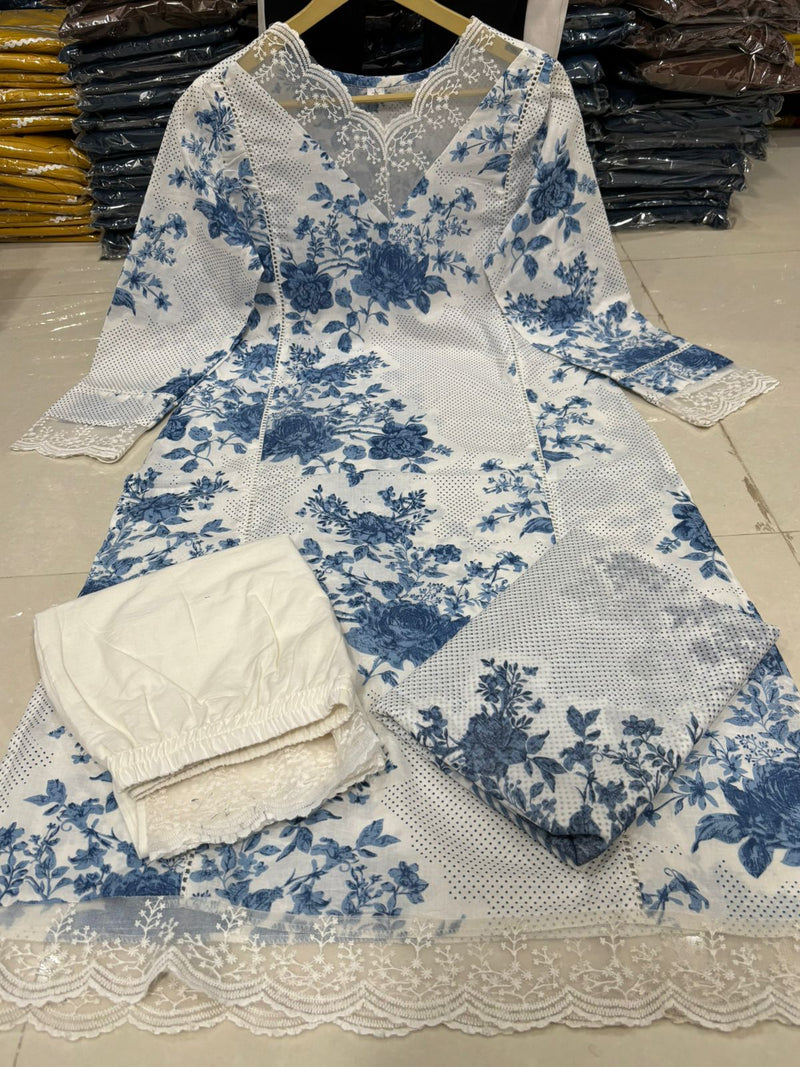 Premium Pure Cotton Fabric Straight Kurta Style Set