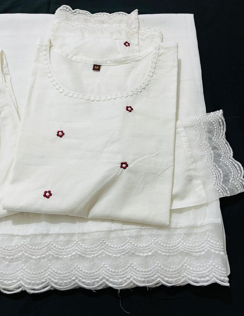 Pure Cotton  Straight Kurti pant dupatta Set