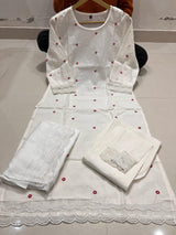 Pure Cotton  Straight Kurti pant dupatta Set