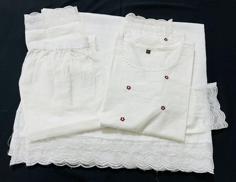 Pure Cotton  Straight Kurti pant dupatta Set