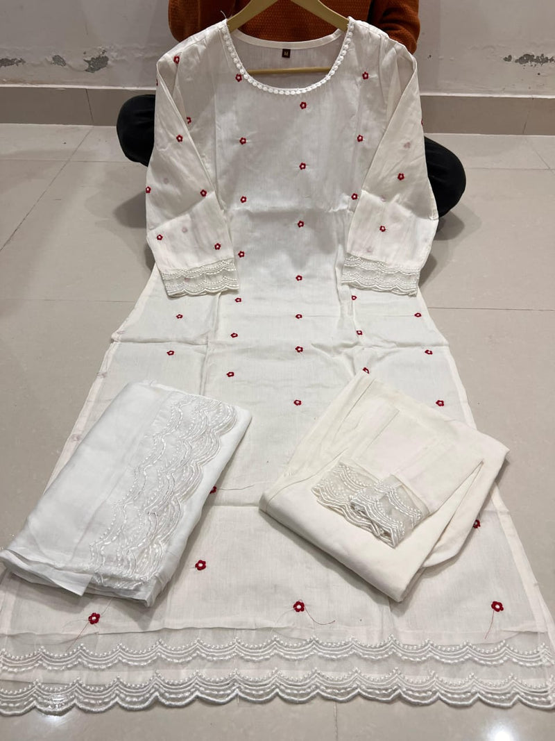 Pure Cotton  Straight Kurti pant dupatta Set