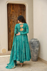 Pure Cotton  Bandhani Anarkali Dupatta Set