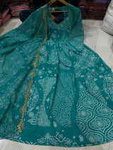 Pure Cotton  Bandhani Anarkali Dupatta Set