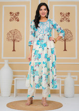 Premium Cotton Rust Straight Anarkali Suit Set
