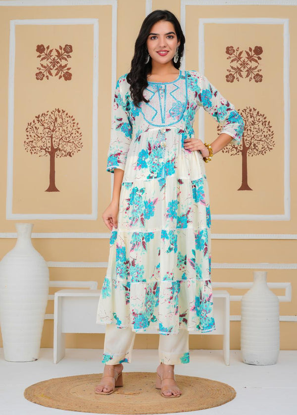 Premium Cotton Rust Straight Anarkali Suit Set