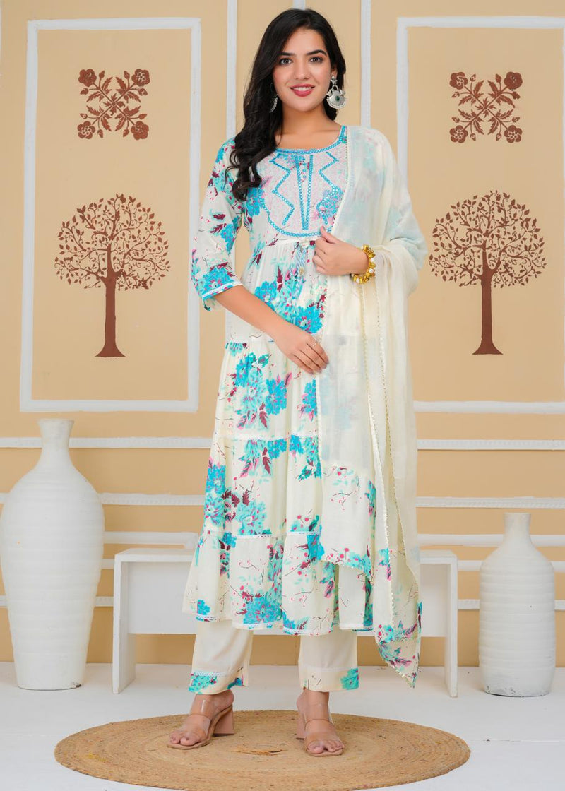 Premium Cotton Rust Straight Anarkali Suit Set