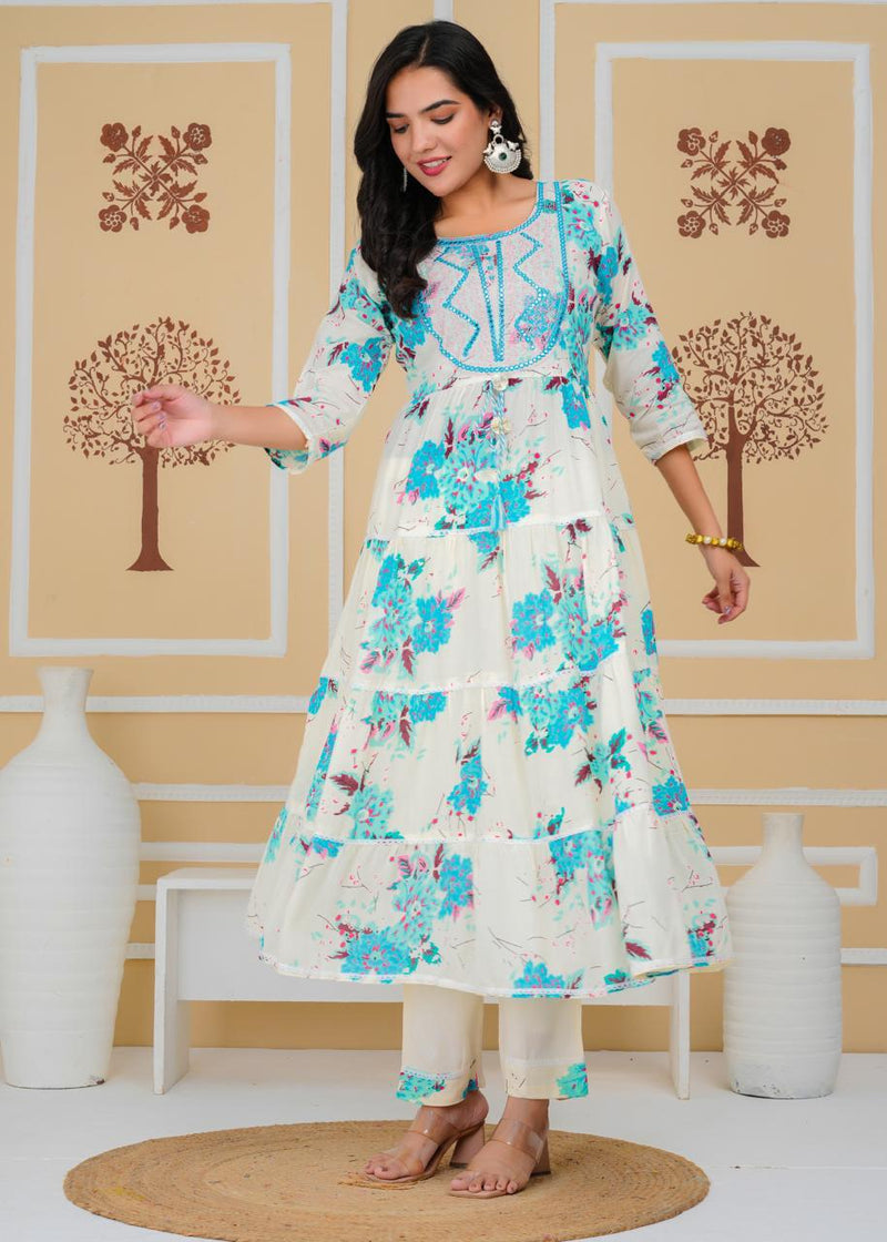 Premium Cotton Rust Straight Anarkali Suit Set