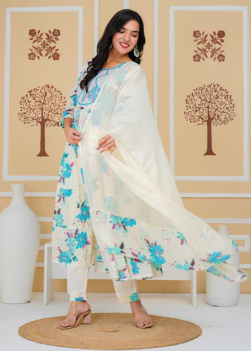Premium Cotton Rust Straight Anarkali Suit Set