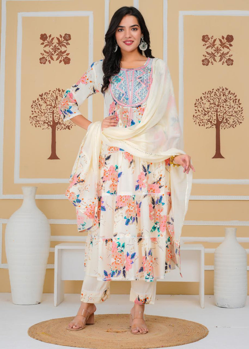 Premium Cotton Rust Straight Anarkali Suit Set