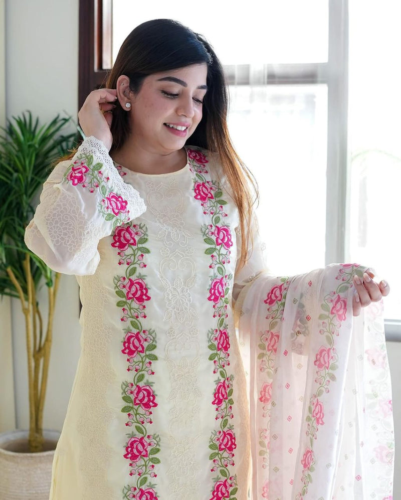 Pure Cotton heavy sequin embroidered kurta set
