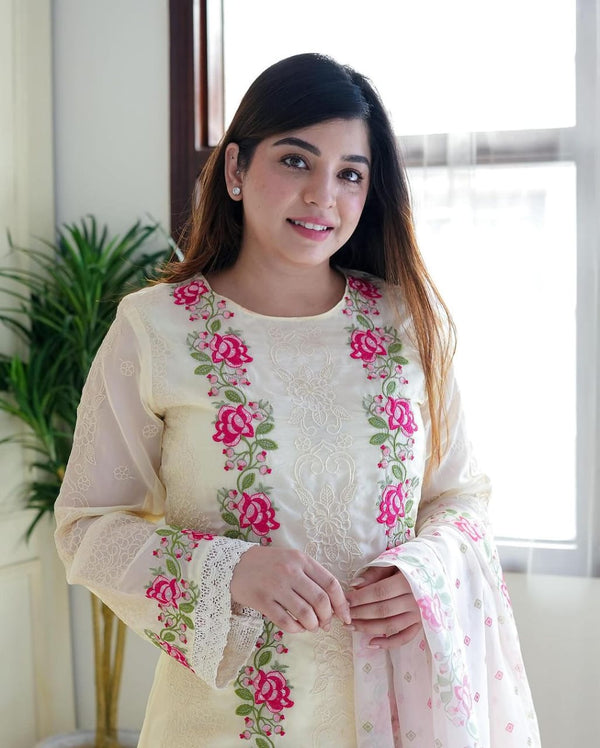 Pure Cotton heavy sequin embroidered kurta set