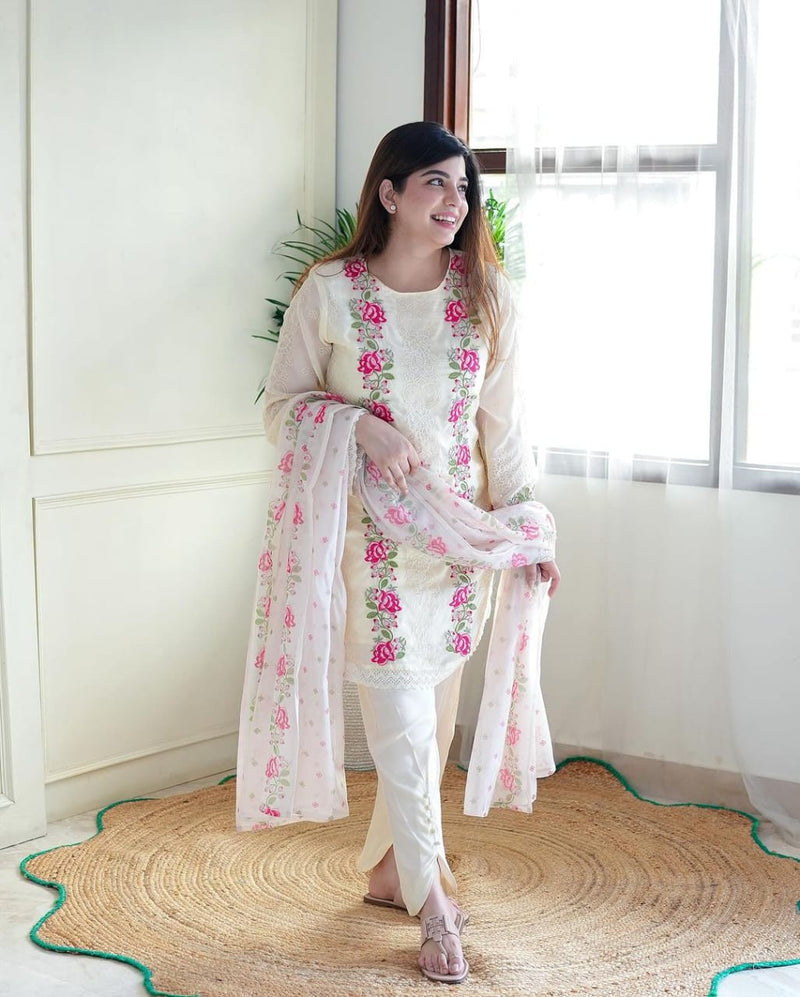 Pure Cotton heavy sequin embroidered kurta set
