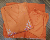 beautifully embroidered neck yoke Premium Cotton Kurta Set