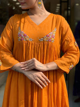 beautifully embroidered neck yoke Premium Cotton Kurta Set
