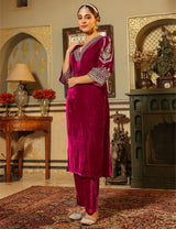 Heavy Viscose Velvet with 5mm Sequins Embroidery Designer Party Wear Velvet Cord Set