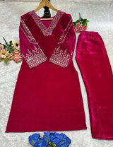 Heavy Viscose Velvet with 5mm Sequins Embroidery Designer Party Wear Velvet Cord Set