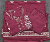 Pure Fine Cotton Add Work  kurti pant dupatta set