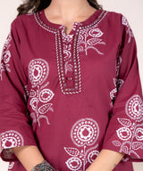 Pure Fine Cotton Add Work  kurti pant dupatta set