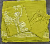 Pure Fine Cotton Add Work  kurti pant dupatta set