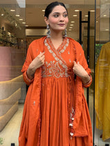 Premium Cotton Mal  ANGRAKHA KURTI  PANT DUPATTA SET