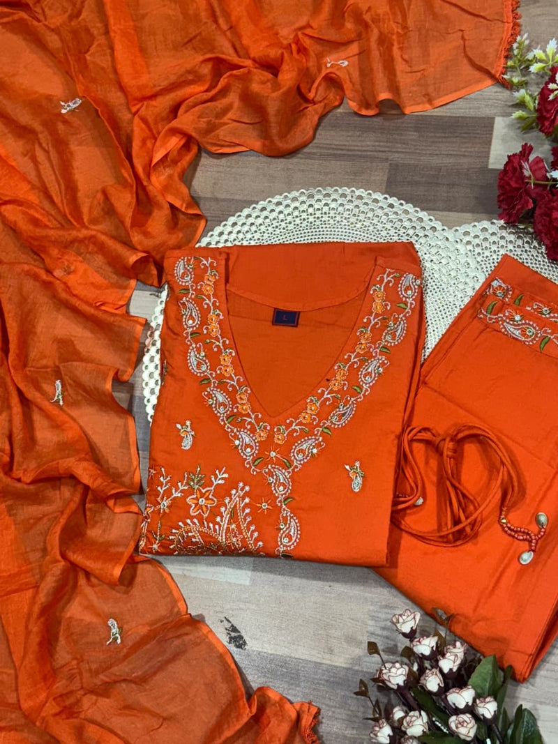 Premium Cotton Mal  ANGRAKHA KURTI  PANT DUPATTA SET