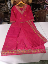 Premium Chanderi with Cotton Lining Hot Pink Chanderi Kurta Set