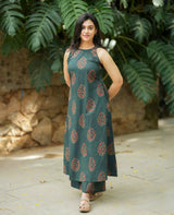 Premium Cotton Halter Neck A-line Kurta Palazzo set