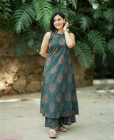 Premium Cotton Halter Neck A-line Kurta Palazzo set