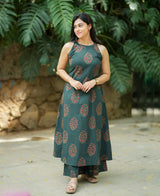 Premium Cotton Halter Neck A-line Kurta Palazzo set