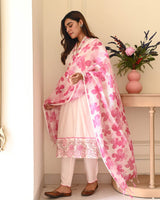 Pastel Blush Pink Mul Cotton Flex Suit Set Kota Doriya Dupatta