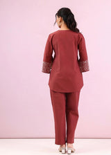 Women Cotton Flex Embroidered Co-Ord Set | Kurta Set