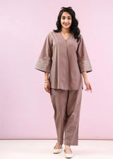 Women Cotton Flex Embroidered Co-Ord Set | Kurta Set