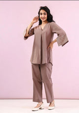 Women Cotton Flex Embroidered Co-Ord Set | Kurta Set