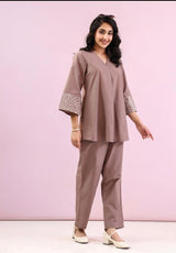 Women Cotton Flex Embroidered Co-Ord Set | Kurta Set
