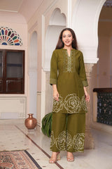 Pure Cotton Cord Set for Women | Kurta Pant Set 60x60 Cotton