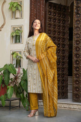 Premium Heavy Cotton Kurti Pant Dupatta Set for Women