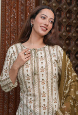 Premium Heavy Cotton Kurti Pant Dupatta Set for Women