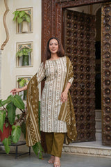 Premium Heavy Cotton Kurti Pant Dupatta Set for Women