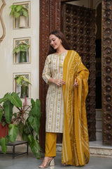 Premium Heavy Cotton Kurti Pant Dupatta Set for Women
