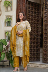 Premium Heavy Cotton Kurti Pant Dupatta Set for Women