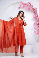 Women Pure Cotton 60x60 Embroidered Kurta Pant Set | M–XXL | 5 Colours