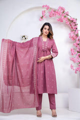 Women Pure Cotton 60x60 Embroidered Kurta Pant Set | M–XXL | 5 Colours