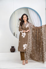 Premium Heavy Cotton Embroidered Kurti Pant Dupatta Set | M–7XL Women Ethnic Wear