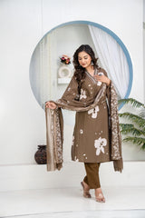 Premium Heavy Cotton Embroidered Kurti Pant Dupatta Set | M–7XL Women Ethnic Wear