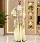 Sequin Embroidered Kurta Palazzo Set with Shrug for Women | Faux Georgette Party Wear Suit