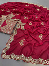 Utsaahit Luxurious Soft Vichitra Silk Sequence Embroidered Saree with Satin Banglory Fully Blouse