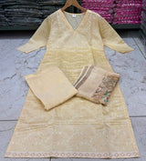 Utsaahit Fancy Elegant Roman silkKurta Set with Beautiful Chikankari Work